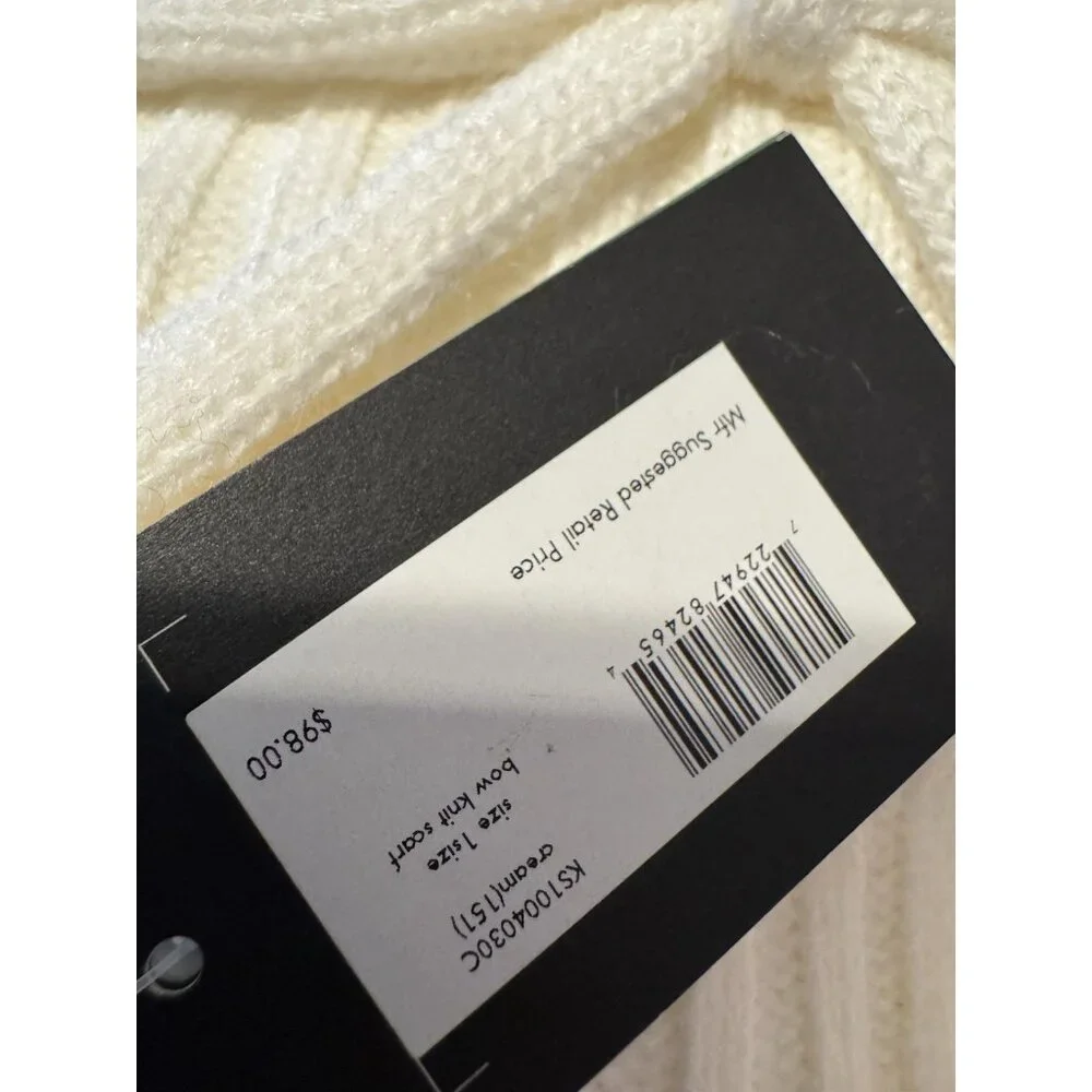 Kate Spade Bow Knit Scarf Winter White Cream NEW Nordstrom $98
